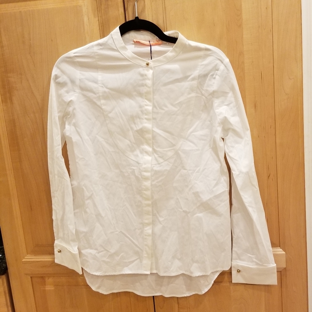 Vilagallo White Button Down Blouse SZ 4 NWT